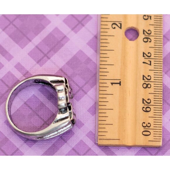 Vintage 999 Silver Tone Triple Nine Ring Size 12 - V2 - Picture 3 of 3